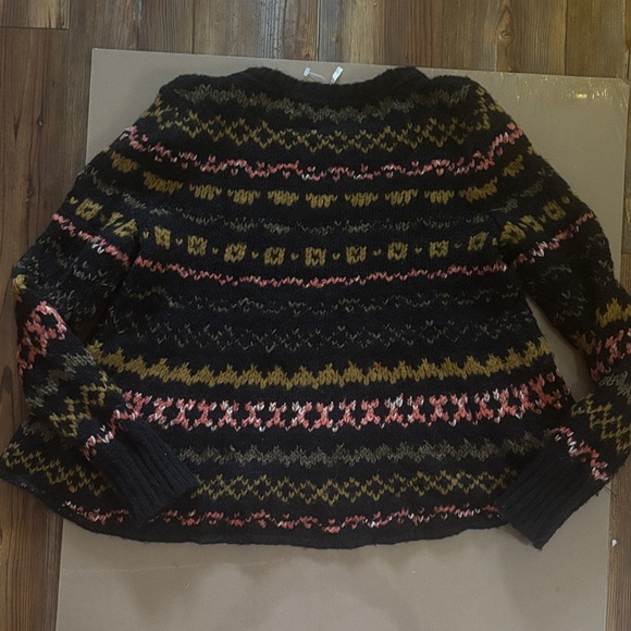 Free People Through The Storm Fair Isle sweater black multicolored size small - Picture 7 of 7